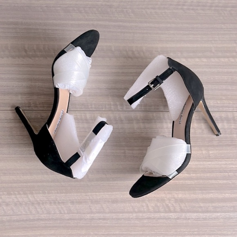 [NWT] Charles David Celestial, Suede and Viny Ankle Strap Heels – Size 9.5 (Blk)